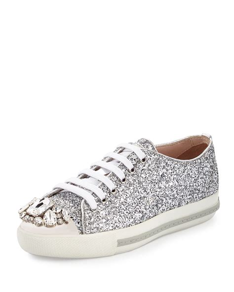 miu miu cap toe platform sneakers|Women's glitter and chunky sneakers .